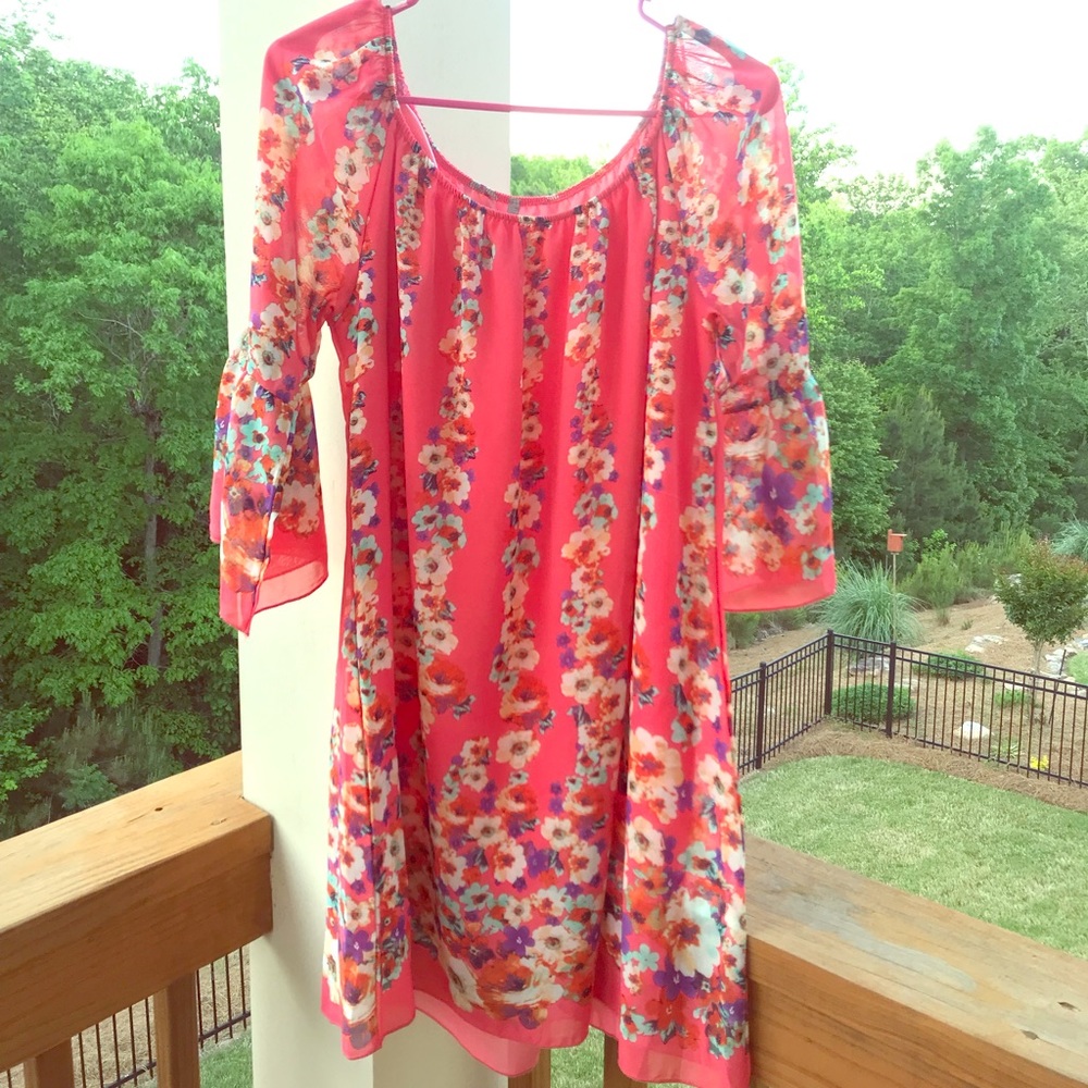 Red Lolly coral pink sun dress with flowers
